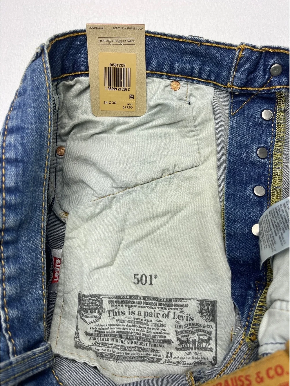 Levi's 501 Men's Classic Fit Blue Denim Jeans Size 34x30